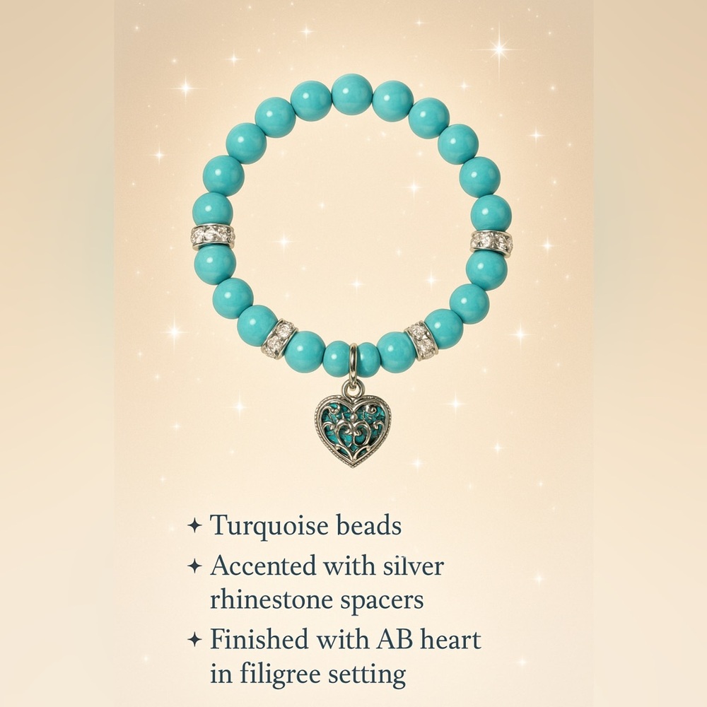Turquoise Beaded Bracelet with Silver Accents